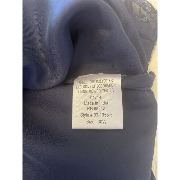 Roamans 1X Royal Navy Blue Intricate Bead & Sequin Short Sleeve Dressy Lined EUC - Picture 14 of 15